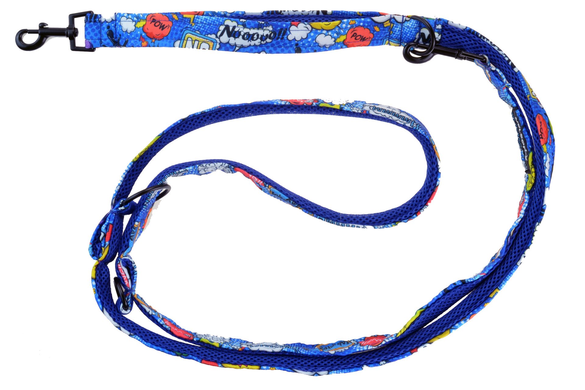 Smycz przepinana Nelson-X Floral Black 2,5 m z rączką
