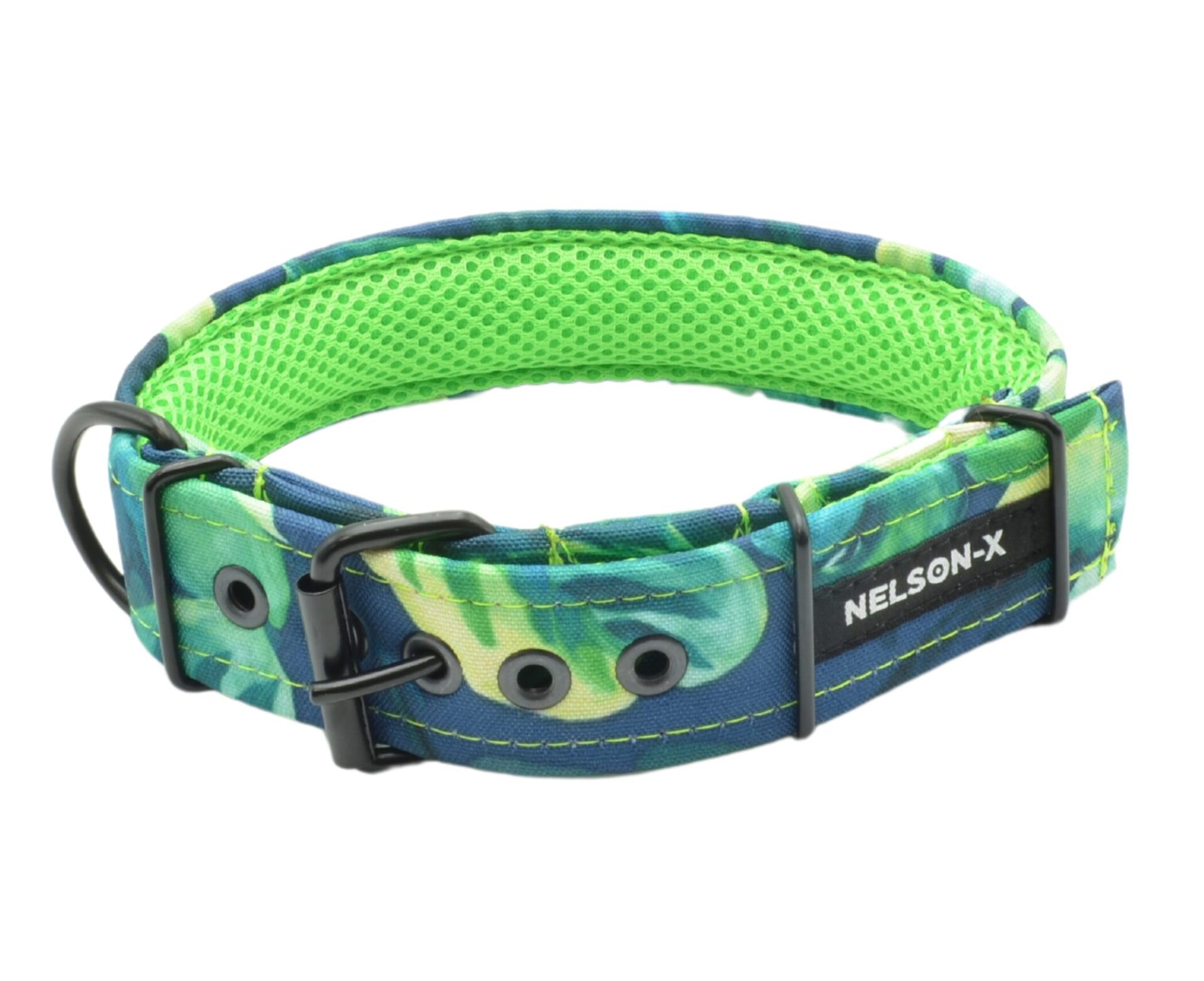 Szeroka obroża dla psa NELSON-X SAFETY FLORAL BLACK nieodpinająca się
